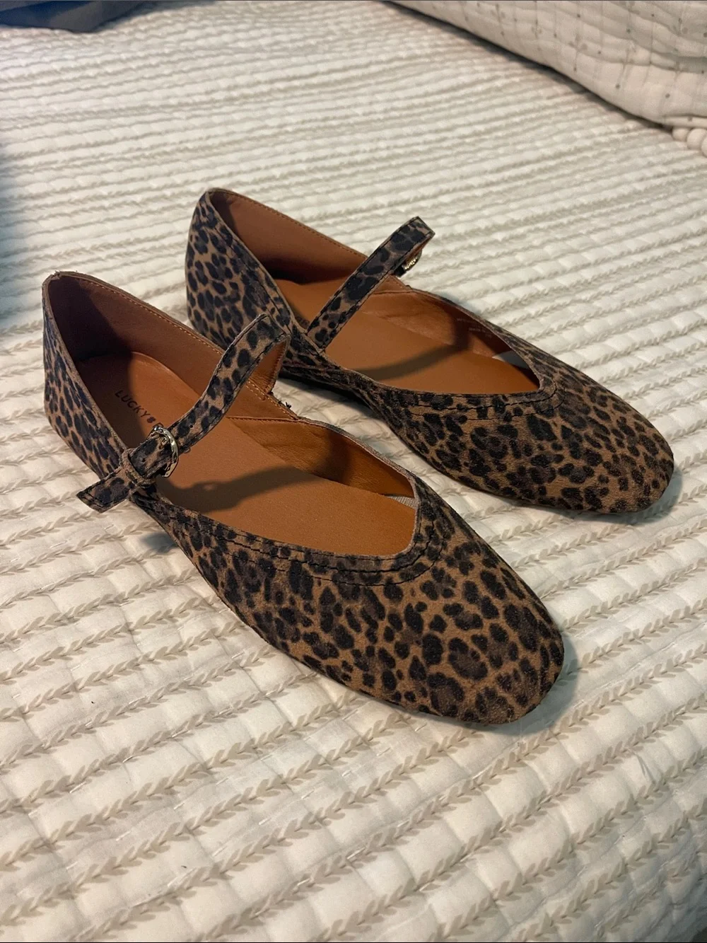 Lucky Brand Leopard Print Mary Jane Flats - Brown/Tan